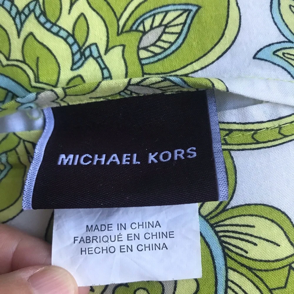 Michael Kors Green Paisley 100% Cotton Accent Pillow